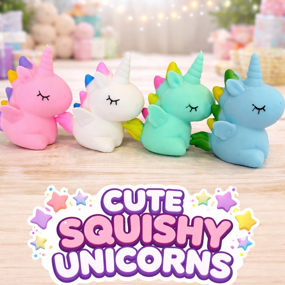 4 For $12 Squishies - Darling Pink, White, Mint and Blue Unicorns